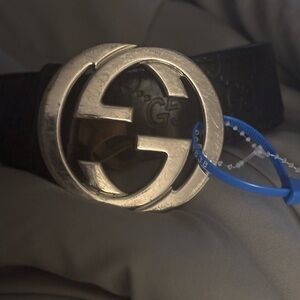 Gucci Black Belt  with Silver Logo